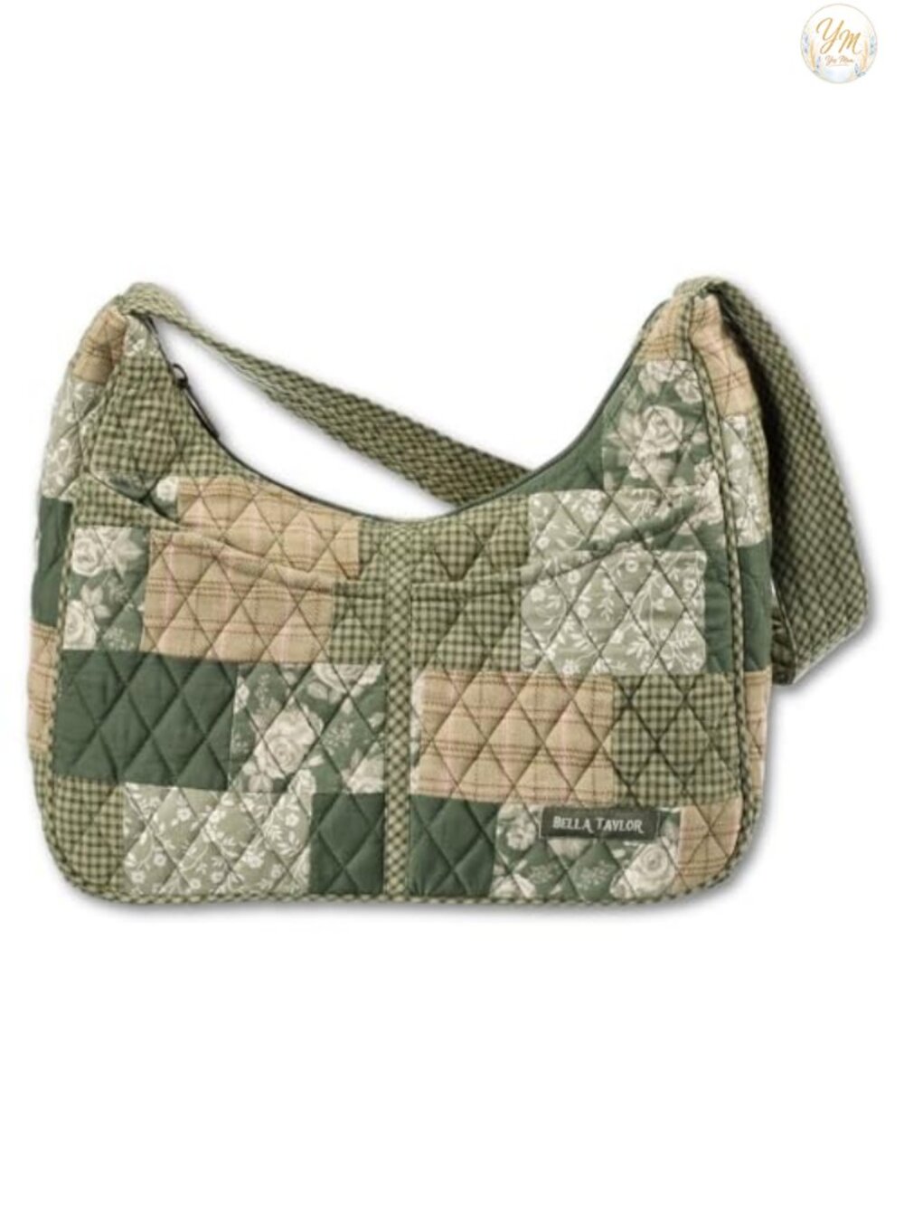 Quilted Shoulder Hobo Bag, Patchwork Cotton Purse, Women's Lightweight Handbag